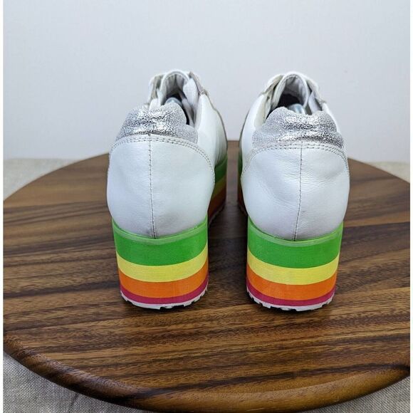 Very Volatile Womens Rainbow Platform Shoes White Lace Up Size 10 - Picture 5 of 9
